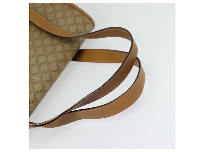Céline Bolsa de mão em lona Macadam CELINE PVC Bege Ouro Auth 141071 Dourado - vista 7