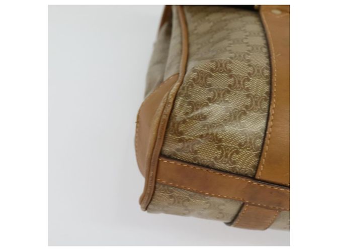 Céline Bolsa de mão em lona Macadam CELINE PVC Bege Ouro Auth 141071 Dourado - vista 8