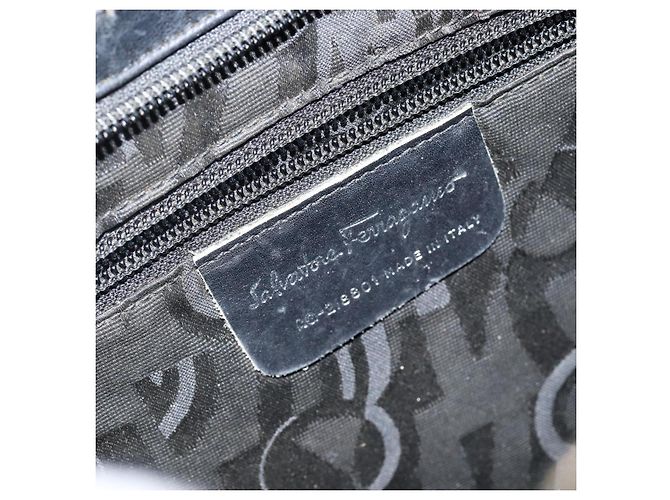 Borsa a Spalla Salvatore Ferragamo in Tela Nera Auth bs29112 Nero - vue 12