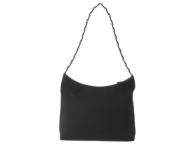 Borsa a Spalla Salvatore Ferragamo in Tela Nera Argento Autentica BA5743 - vista 13