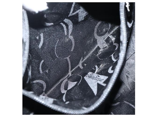 Borsa a Spalla Salvatore Ferragamo in Tela Nera Argento Autentica BA5743 - vista 19