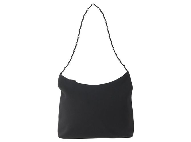 Borsa a Spalla Salvatore Ferragamo in Tela Nera Argento Autentica BA5743 - vista 2