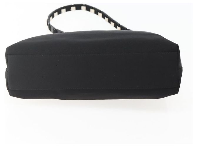 Borsa a Spalla Salvatore Ferragamo in Tela Nera Argento Autentica BA5743 - vista 5