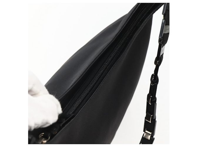 Borsa a Spalla Salvatore Ferragamo in Tela Nera Argento Autentica BA5743 - vista 6