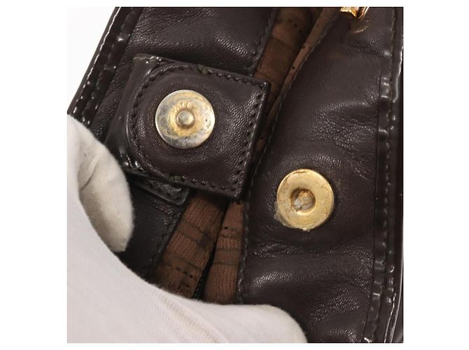Bolsa de Ombro Chain Vala em Couro Marrom Dourado Salvatore Ferragamo Auth bs29113 - vista 10