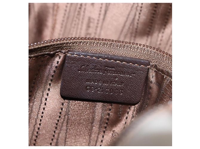 Bolsa de Ombro Chain Vala em Couro Marrom Dourado Salvatore Ferragamo Auth bs29113 - vista 12