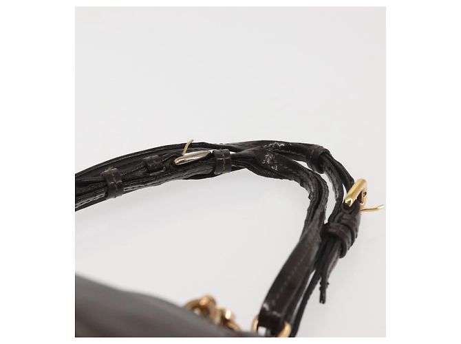 Bolsa de Ombro Chain Vala em Couro Marrom Dourado Salvatore Ferragamo Auth bs29113 - vista 14