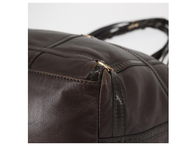 Bolsa de Ombro Chain Vala em Couro Marrom Dourado Salvatore Ferragamo Auth bs29113 - vista 16