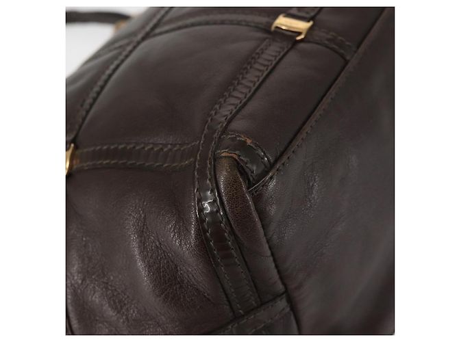 Bolsa de Ombro Chain Vala em Couro Marrom Dourado Salvatore Ferragamo Auth bs29113 - vista 17