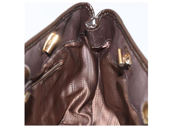 Bolsa de Ombro Chain Vala em Couro Marrom Dourado Salvatore Ferragamo Auth bs29113 - vista 21