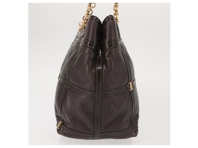 Bolsa de Ombro Chain Vala em Couro Marrom Dourado Salvatore Ferragamo Auth bs29113 - vista 3