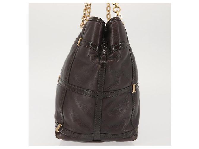 Bolsa de Ombro Chain Vala em Couro Marrom Dourado Salvatore Ferragamo Auth bs29113 - vista 4