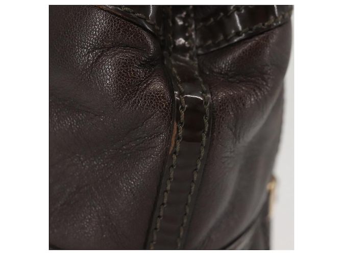 Bolsa de Ombro Chain Vala em Couro Marrom Dourado Salvatore Ferragamo Auth bs29113 - vista 5