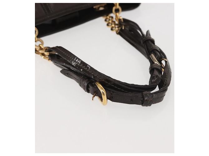 Bolsa de Ombro Chain Vala em Couro Marrom Dourado Salvatore Ferragamo Auth bs29113 - vista 8