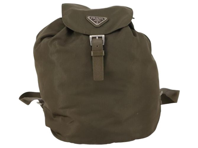 PRADA Backpack Nylon Khaki Silver Auth bs29051 Silvery - view 13