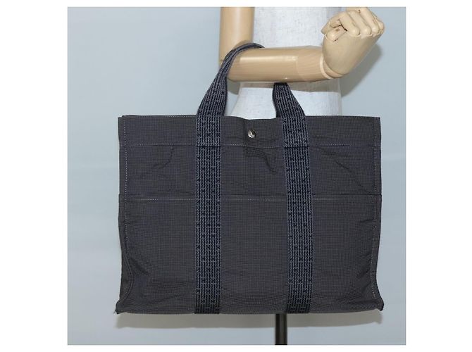 Hermès HERMES Handtasche Her Line MM Canvas Grau Silber Auth 141513 Braun - Ansicht 19
