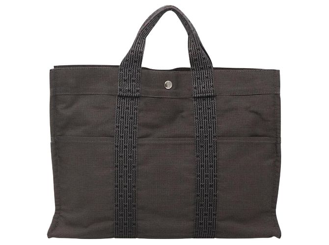 Hermès HERMES Handtasche Her Line MM Canvas Grau Silber Auth 141513 Braun - Ansicht 2