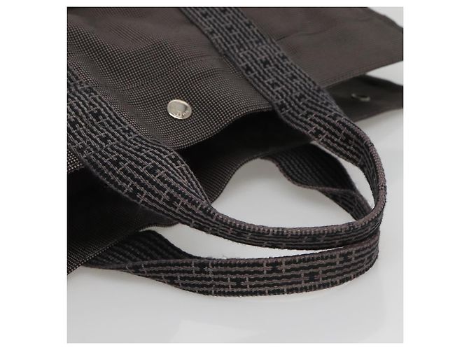 Hermès HERMES Handtasche Her Line MM Canvas Grau Silber Auth 141513 Braun - Ansicht 7