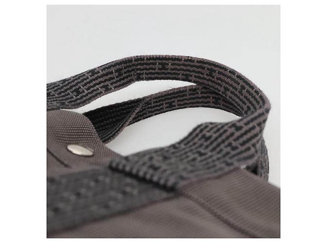 Hermès HERMES Handtasche Her Line MM Canvas Grau Silber Auth 141513 Braun - Ansicht 8