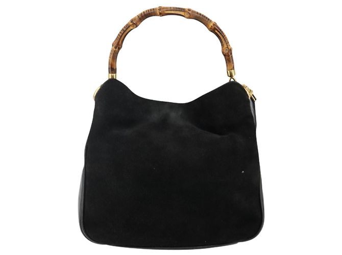 Borsa a mano GUCCI in pelle scamosciata 2 in 1 nera e oro 001 1732 1638 Auth 141717 Nero D'oro - vista 2