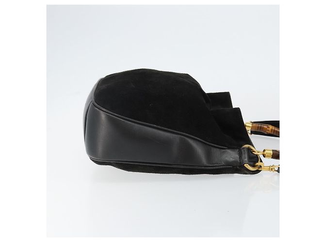 Borsa a mano GUCCI in pelle scamosciata 2 in 1 nera e oro 001 1732 1638 Auth 141717 Nero D'oro - vista 3
