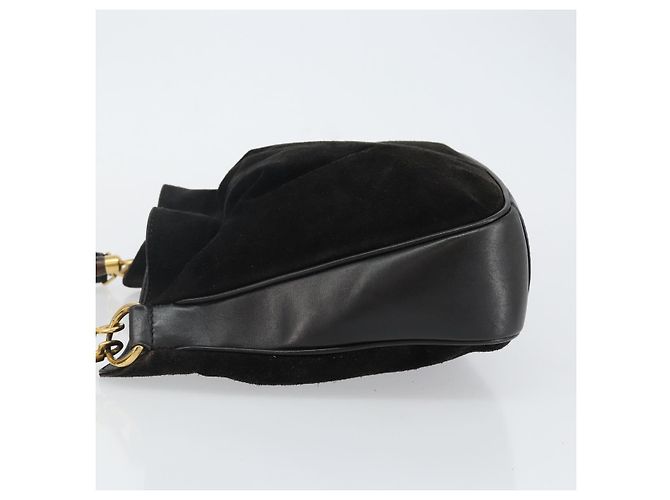 Borsa a mano GUCCI in pelle scamosciata 2 in 1 nera e oro 001 1732 1638 Auth 141717 Nero D'oro - vista 4