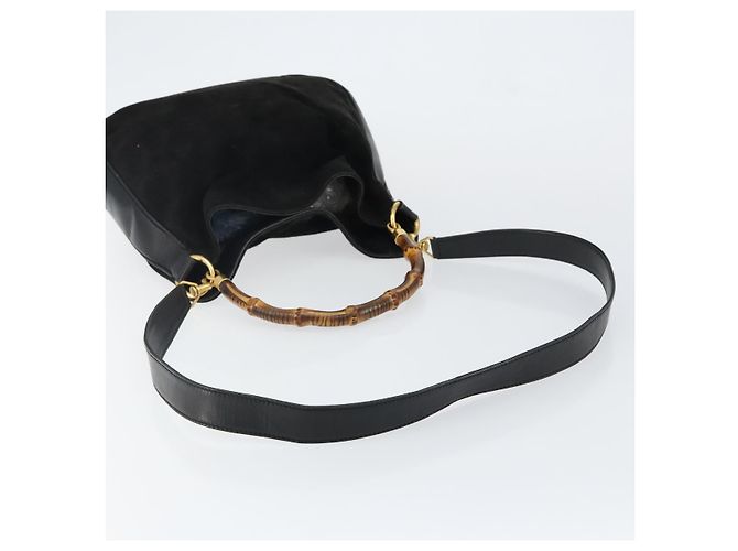 Borsa a mano GUCCI in pelle scamosciata 2 in 1 nera e oro 001 1732 1638 Auth 141717 Nero D'oro - vista 9