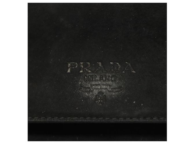 PRADA Borsa a Mano Camoscio Nero Oro Auth 141959 D'oro - vista 10