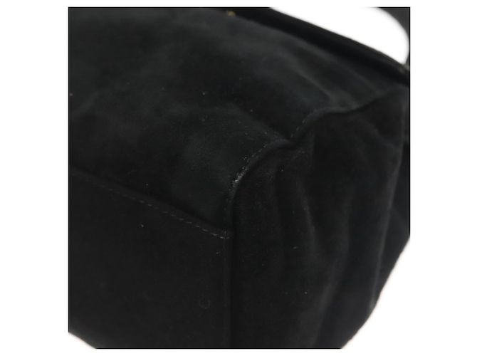 PRADA Borsa a Mano Camoscio Nero Oro Auth 141959 D'oro - vista 14