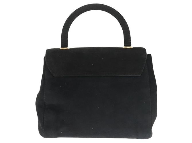 PRADA Borsa a Mano Camoscio Nero Oro Auth 141959 D'oro - vista 2
