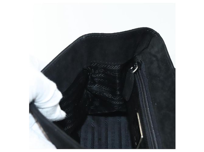 PRADA Borsa a Mano Camoscio Nero Oro Auth 141959 D'oro - vista 20