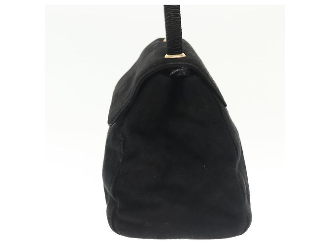 PRADA Borsa a Mano Camoscio Nero Oro Auth 141959 D'oro - vista 3