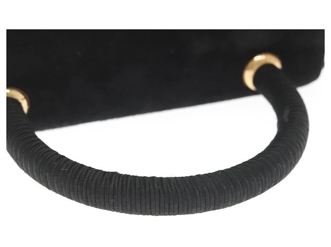 PRADA Borsa a Mano Camoscio Nero Oro Auth 141959 D'oro - vista 7
