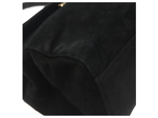 PRADA Borsa a Mano Camoscio Nero Oro Auth 141959 D'oro - vista 9