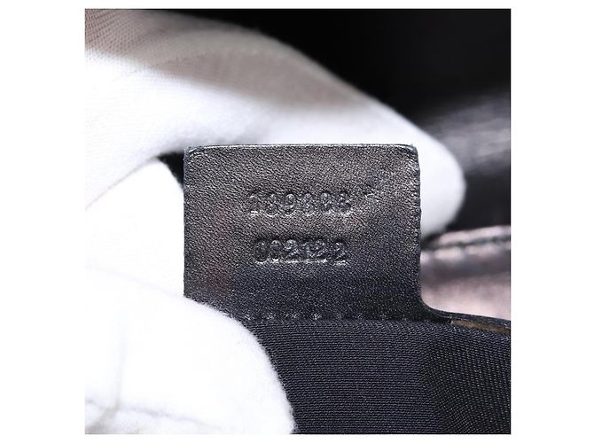 Bolso de mano de lona GG Gucci Negro Dorado Auth SW1542 - vista 12