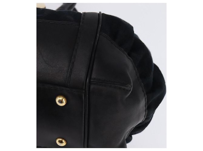 Bolso de mano de lona GG Gucci Negro Dorado Auth SW1542 - vista 15