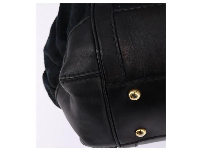 Bolso de mano de lona GG Gucci Negro Dorado Auth SW1542 - vista 16