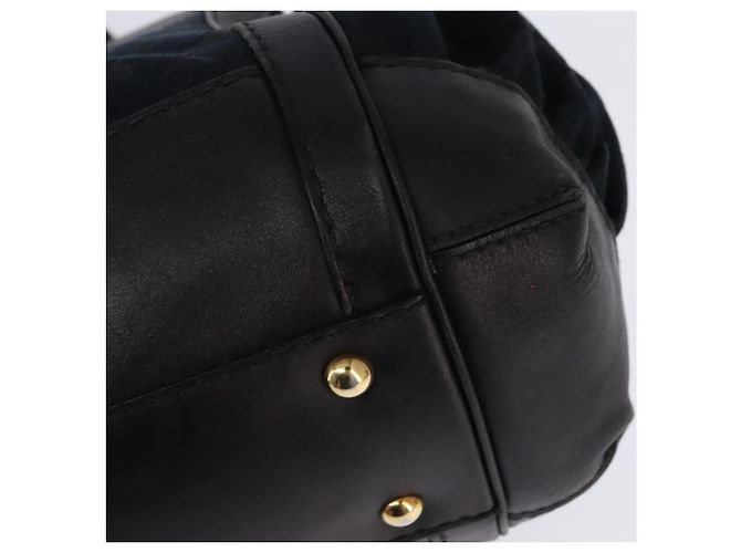 Bolso de mano de lona GG Gucci Negro Dorado Auth SW1542 - vista 17