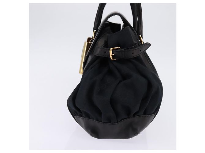Bolso de mano de lona GG Gucci Negro Dorado Auth SW1542 - vista 4