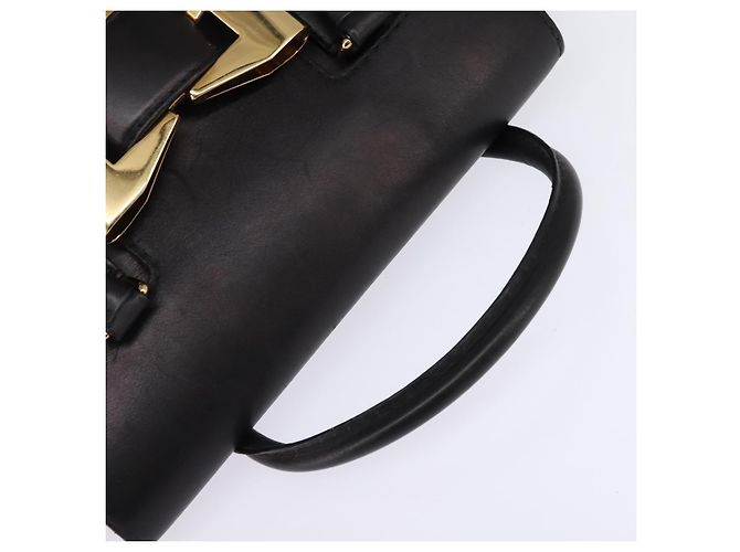 Bolso de mano de lona GG Gucci Negro Dorado Auth SW1542 - vista 6