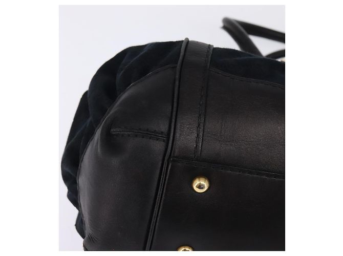 Bolso de mano de lona GG Gucci Negro Dorado Auth SW1542 - vista 8