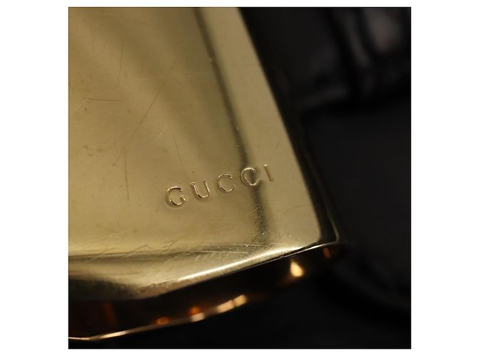 Bolso de mano de lona GG Gucci Negro Dorado Auth SW1542 - vista 9