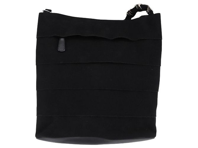 Borsa a Spalla Vala Chain in Tela Nera e Argento di Salvatore Ferragamo Auth BA5606 Nero - vista 13