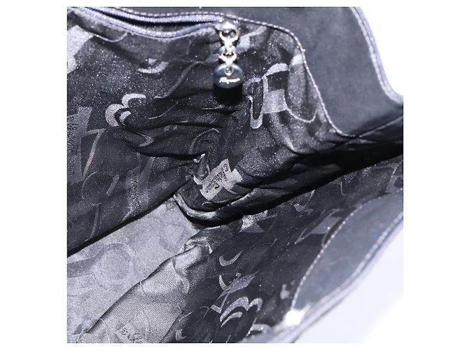 Borsa a Spalla Vala Chain in Tela Nera e Argento di Salvatore Ferragamo Auth BA5606 Nero - vista 17