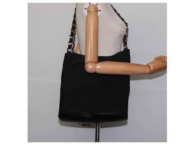 Borsa a Spalla Vala Chain in Tela Nera e Argento di Salvatore Ferragamo Auth BA5606 Nero - vista 19