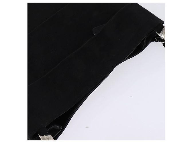 Borsa a Spalla Vala Chain in Tela Nera e Argento di Salvatore Ferragamo Auth BA5606 Nero - vista 6