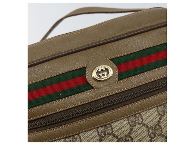 Sac à bandoulière GUCCI GG Supreme Web Sherry Line PVC Beige 119 02 088 Auth BA6080 Doré - vue 18