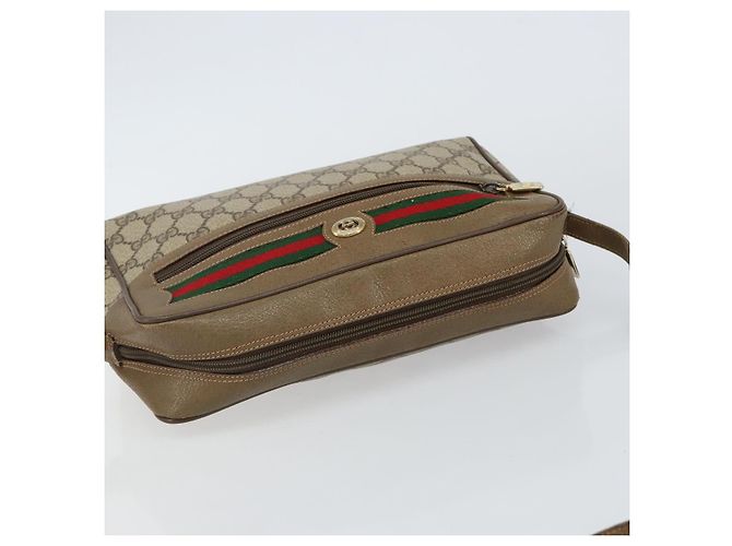Sac à bandoulière GUCCI GG Supreme Web Sherry Line PVC Beige 119 02 088 Auth BA6080 Doré - vue 6