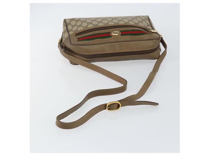 Sac à bandoulière GUCCI GG Supreme Web Sherry Line PVC Beige 119 02 088 Auth BA6080 Doré - vue 7