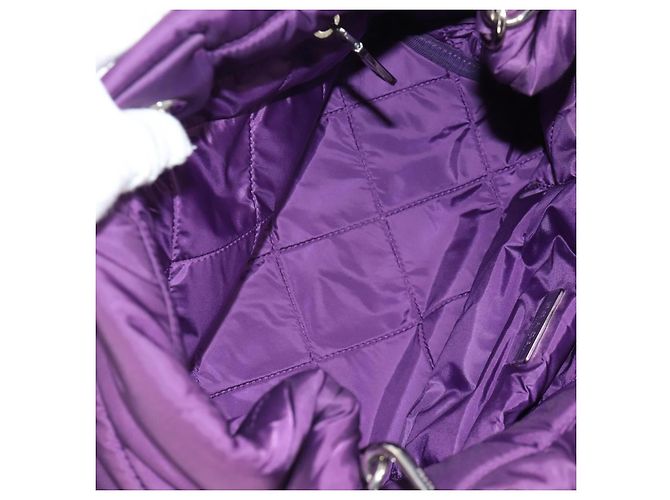 PRADA Borsa a Mano Nylon 2 vie Viola Oro Auth 138073M D'oro Porpora - vista 10